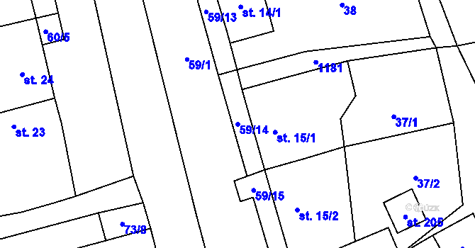 Parcela st. 59/14 v KÚ Smilkov, Katastrální mapa