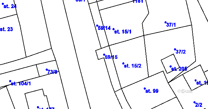 Parcela st. 59/15 v KÚ Smilkov, Katastrální mapa