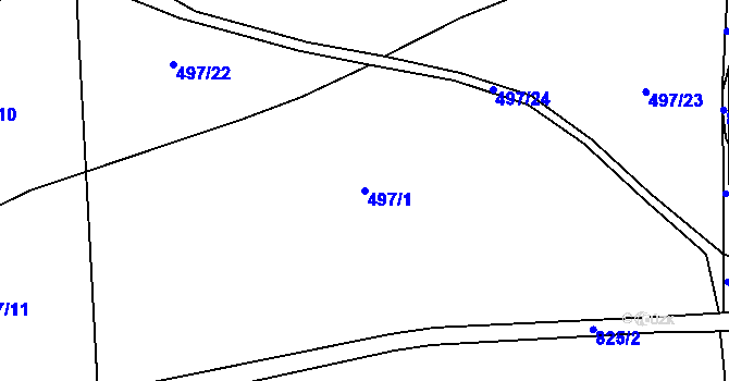 Parcela st. 497/1 v KÚ Pozovice, Katastrální mapa