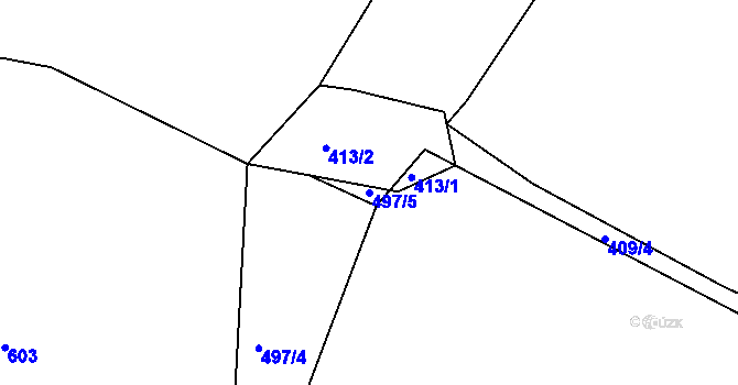 Parcela st. 497/5 v KÚ Pozovice, Katastrální mapa