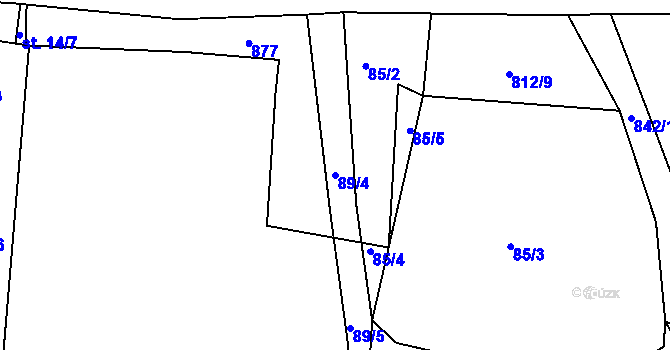 Parcela st. 89/4 v KÚ Pozovice, Katastrální mapa