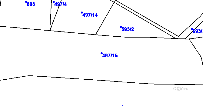 Parcela st. 497/15 v KÚ Pozovice, Katastrální mapa