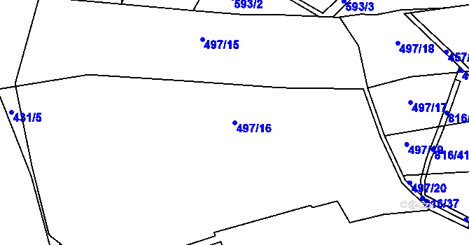 Parcela st. 497/16 v KÚ Pozovice, Katastrální mapa
