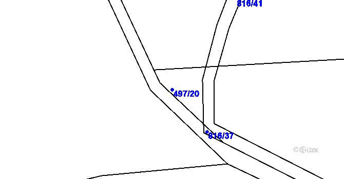 Parcela st. 497/20 v KÚ Pozovice, Katastrální mapa
