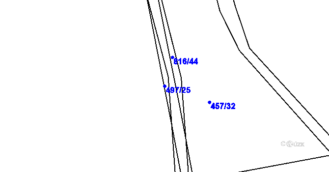 Parcela st. 497/25 v KÚ Pozovice, Katastrální mapa