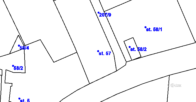 Parcela st. 57 v KÚ Smilov u Štoků, Katastrální mapa