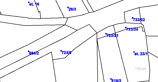Parcela st. 723/9 v KÚ Smilov u Štoků, Katastrální mapa
