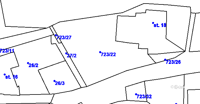 Parcela st. 723/22 v KÚ Smilov u Štoků, Katastrální mapa