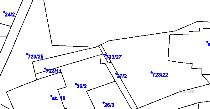 Parcela st. 723/27 v KÚ Smilov u Štoků, Katastrální mapa