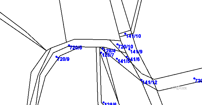 Parcela st. 128/7 v KÚ Smilov u Štoků, Katastrální mapa