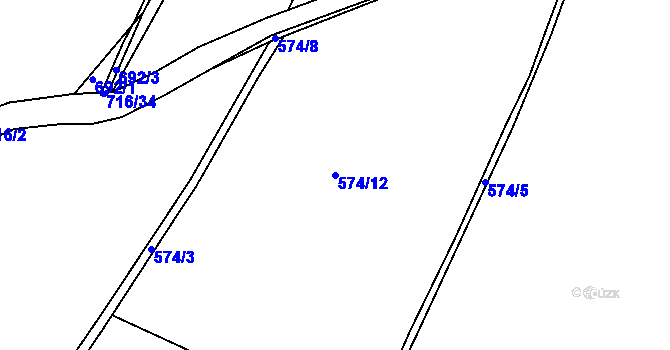 Parcela st. 574/12 v KÚ Smilov u Štoků, Katastrální mapa