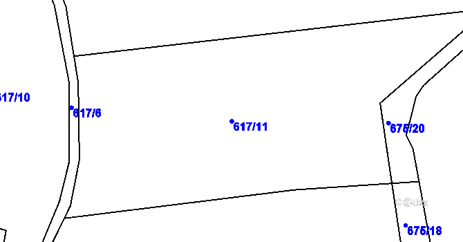 Parcela st. 617/11 v KÚ Smilov u Štoků, Katastrální mapa