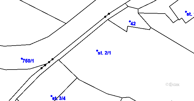 Parcela st. 2/1 v KÚ Smilovice u Luštěnic, Katastrální mapa
