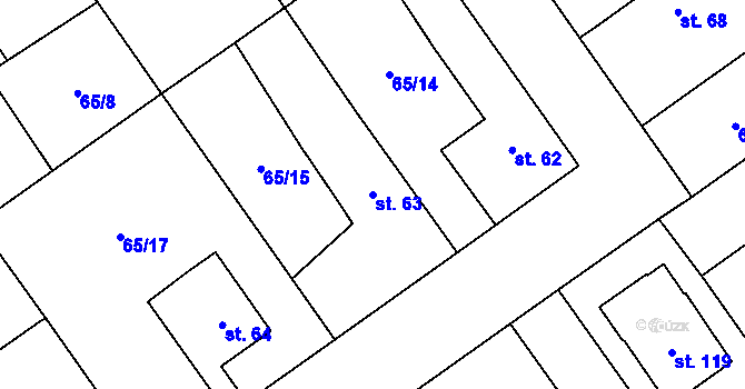 Parcela st. 63 v KÚ Smilovice u Luštěnic, Katastrální mapa