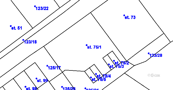 Parcela st. 75/1 v KÚ Smilovice u Luštěnic, Katastrální mapa