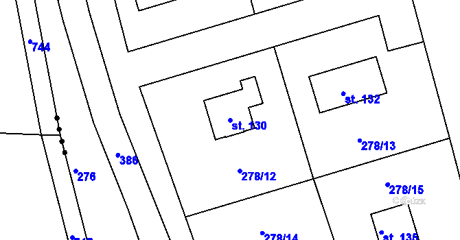 Parcela st. 130 v KÚ Smilovice u Luštěnic, Katastrální mapa