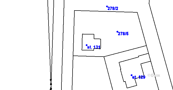 Parcela st. 131 v KÚ Smilovice u Luštěnic, Katastrální mapa