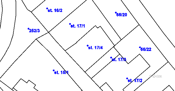 Parcela st. 17/4 v KÚ Smilovice u Luštěnic, Katastrální mapa