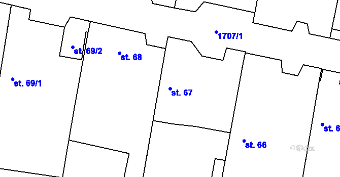 Parcela st. 67 v KÚ Smilovice, Katastrální mapa