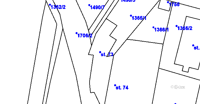Parcela st. 73 v KÚ Smilovice, Katastrální mapa