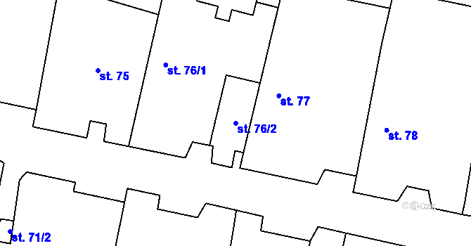 Parcela st. 76/2 v KÚ Smilovice, Katastrální mapa