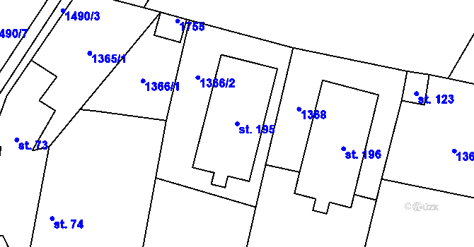 Parcela st. 195 v KÚ Smilovice, Katastrální mapa