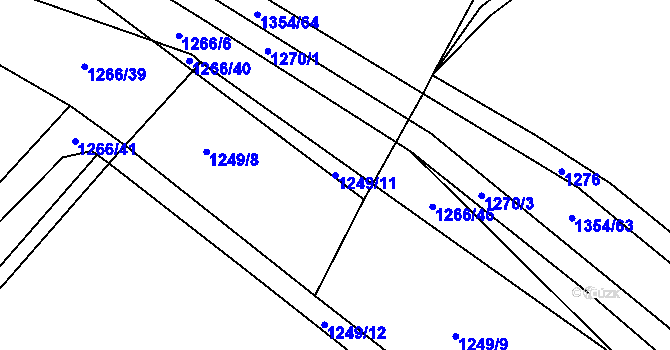 Parcela st. 1249/11 v KÚ Smilovice, Katastrální mapa