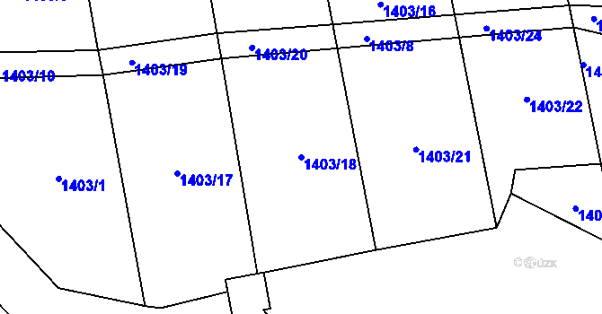 Parcela st. 1403/18 v KÚ Smilovice, Katastrální mapa