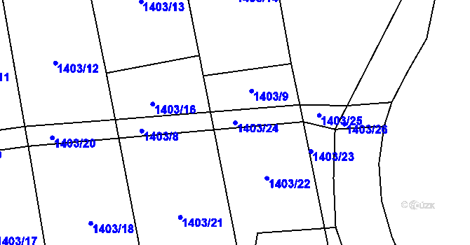 Parcela st. 1403/24 v KÚ Smilovice, Katastrální mapa