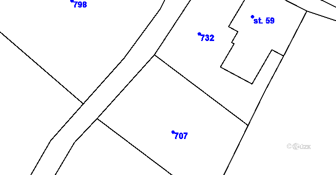 Parcela st. 123/1 v KÚ Rakovec, Katastrální mapa