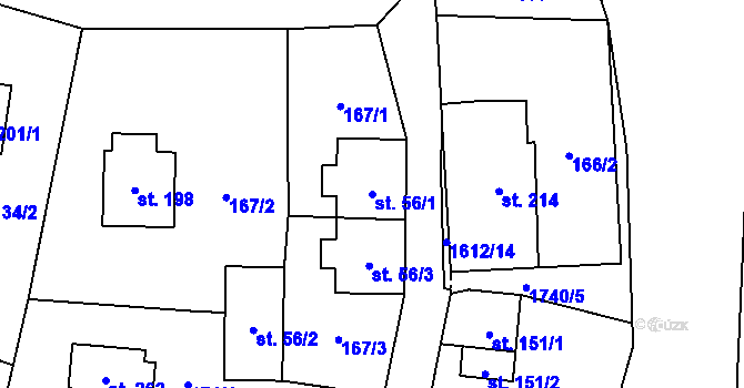 Parcela st. 56/1 v KÚ Smilovice u Třince, Katastrální mapa