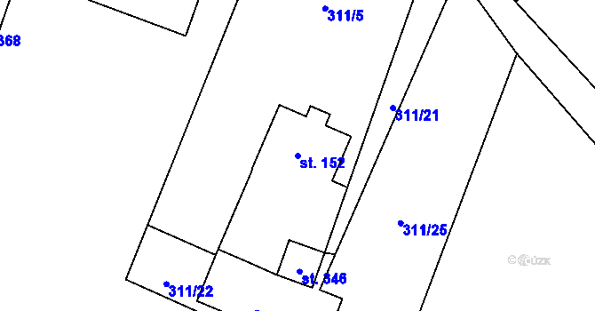 Parcela st. 152 v KÚ Smilovice u Třince, Katastrální mapa