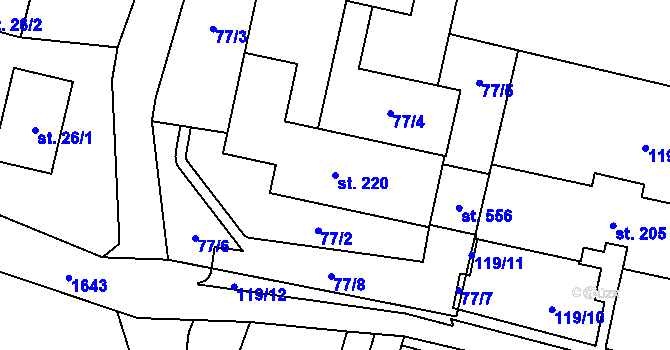 Parcela st. 220 v KÚ Smilovice u Třince, Katastrální mapa