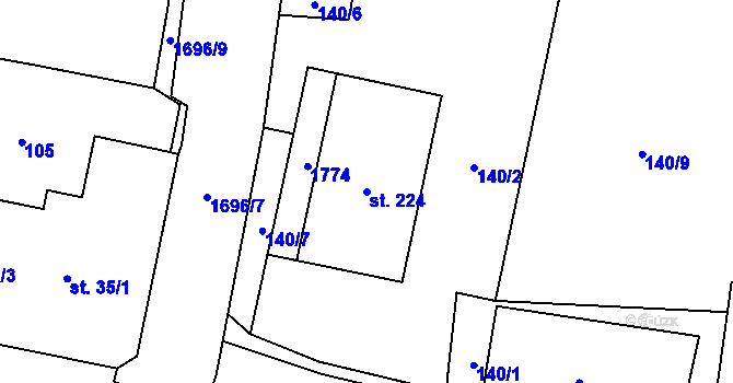 Parcela st. 224 v KÚ Smilovice u Třince, Katastrální mapa