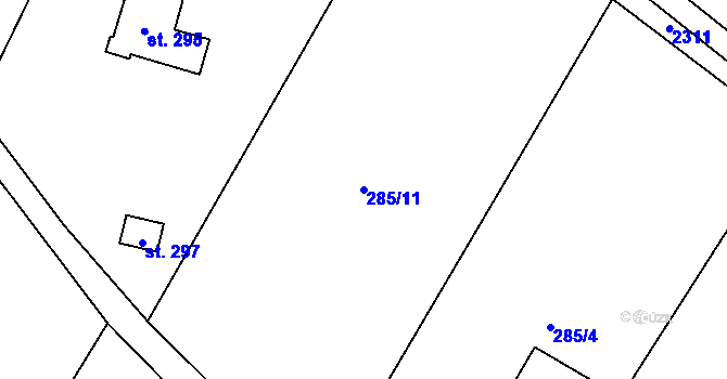 Parcela st. 285/11 v KÚ Smilovice u Třince, Katastrální mapa