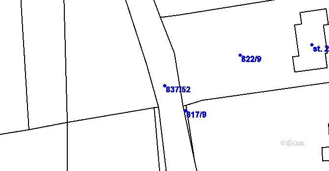 Parcela st. 837/52 v KÚ Smilovice u Třince, Katastrální mapa