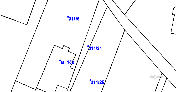 Parcela st. 311/21 v KÚ Smilovice u Třince, Katastrální mapa