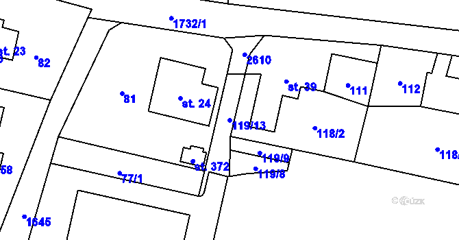 Parcela st. 119/13 v KÚ Smilovice u Třince, Katastrální mapa