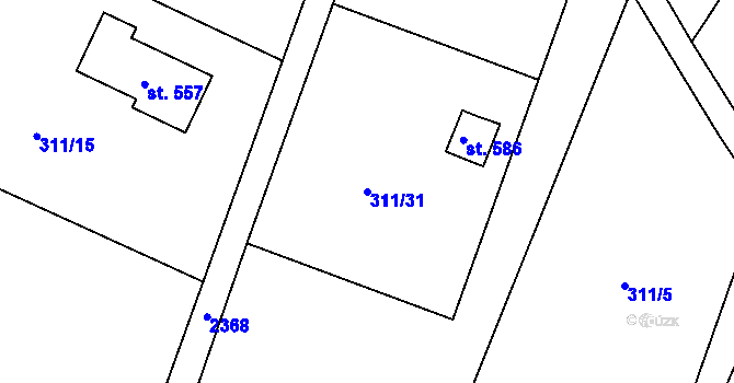 Parcela st. 311/31 v KÚ Smilovice u Třince, Katastrální mapa