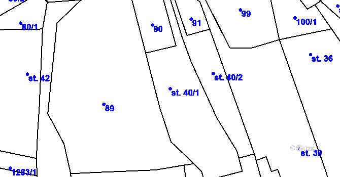 Parcela st. 40/1 v KÚ Smilovy Hory, Katastrální mapa