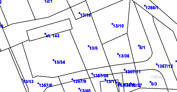Parcela st. 13/5 v KÚ Smilovy Hory, Katastrální mapa