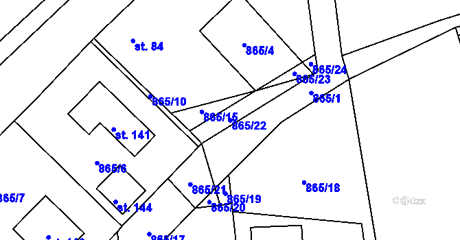 Parcela st. 865/22 v KÚ Smilovy Hory, Katastrální mapa