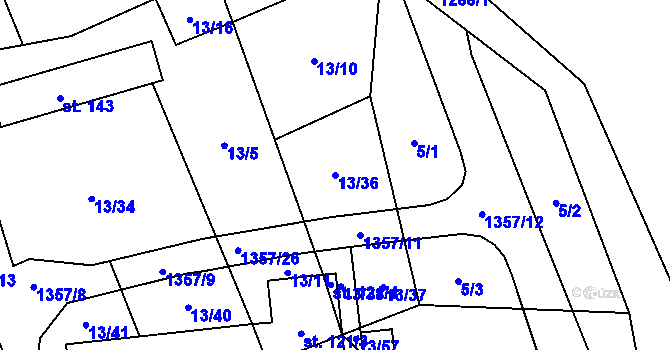Parcela st. 13/36 v KÚ Smilovy Hory, Katastrální mapa