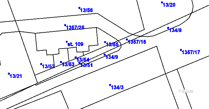 Parcela st. 134/9 v KÚ Smilovy Hory, Katastrální mapa