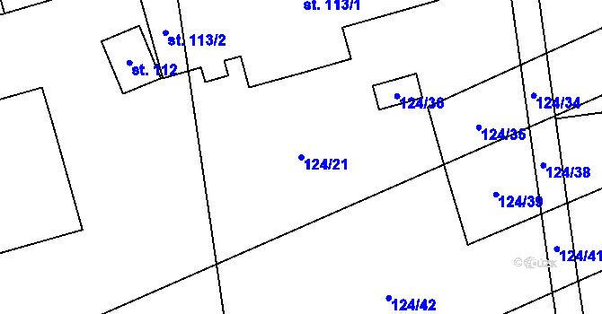 Parcela st. 124/21 v KÚ Smilovy Hory, Katastrální mapa