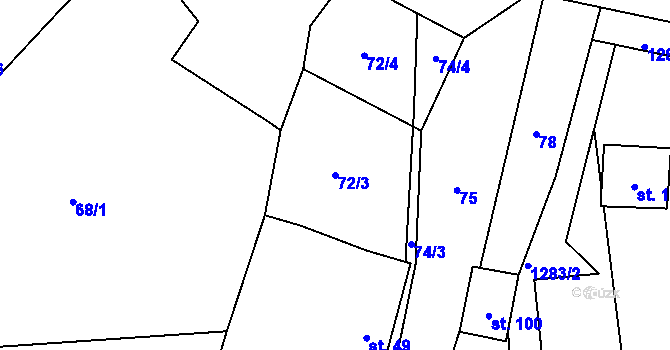 Parcela st. 72/3 v KÚ Smilovy Hory, Katastrální mapa