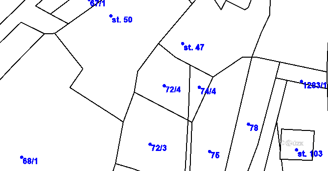Parcela st. 72/4 v KÚ Smilovy Hory, Katastrální mapa
