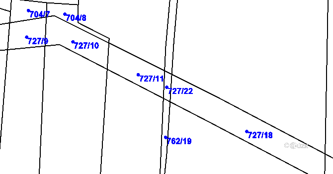 Parcela st. 727/22 v KÚ Smilovy Hory, Katastrální mapa