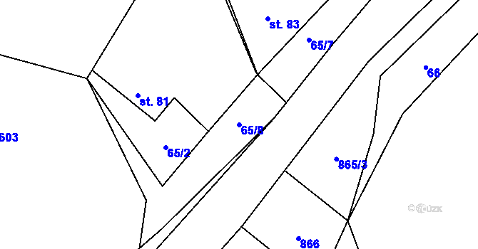 Parcela st. 65/8 v KÚ Smilovy Hory, Katastrální mapa
