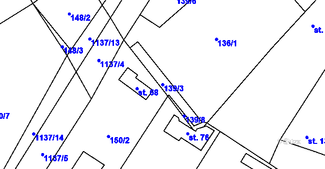Parcela st. 139/3 v KÚ Stojslavice, Katastrální mapa